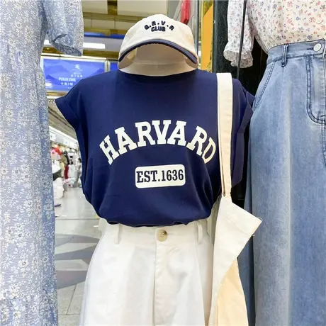 无袖t恤女2021夏季新款韩版ins潮坎肩宽松显瘦背心百搭外穿上衣服商品大图