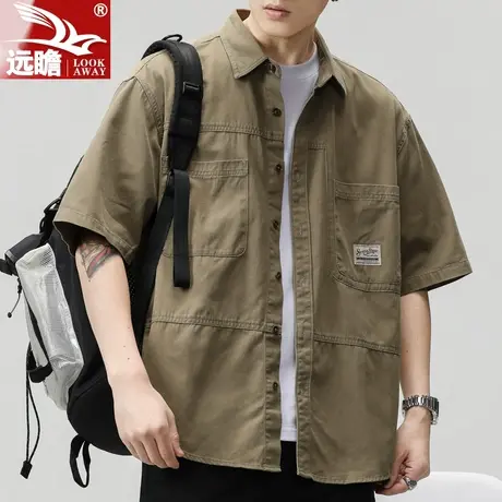 男士短袖衬衫夏季薄款2023新款韩版潮流修身休闲半纯棉袖衬衣男款图片