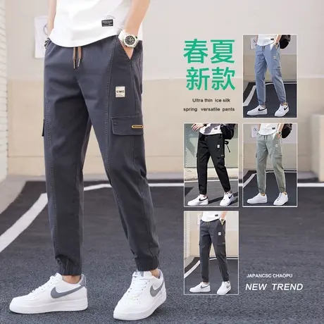 夏季薄款九分工装休闲裤男士束脚宽松潮流百搭帅气夏天男裤子夏裤商品大图