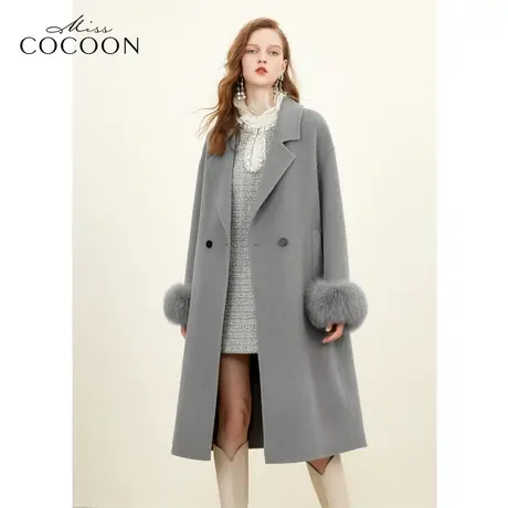 missCOCOON静奢风绵羊毛双面呢大衣女2023秋冬新款中长款毛呢外套商品大图