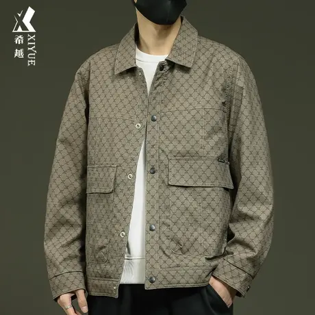 希越美式复古翻领夹克外套男2023冬季加厚保暖宽松大码男士棉衣潮商品大图