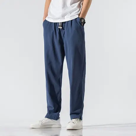 春秋季男士休闲裤宽松直筒青年复古棉麻男装长裤大码胖子亚麻裤子商品大图