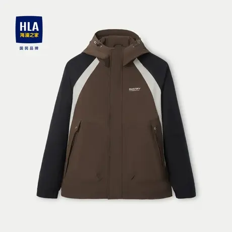 HLA/海澜之家抽绳连帽夹克24春夏新字母印花撞色拼接休闲风外套男图片