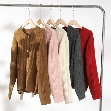 享永子【针织美学】22%羊毛气质慵懒针织奶酪芝士扣毛衣开衫早春商品大图