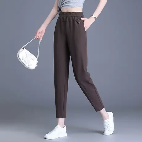 妈妈冰丝九分裤子夏季薄款宽松加大码松紧腰中老年休闲直筒长裤子图片