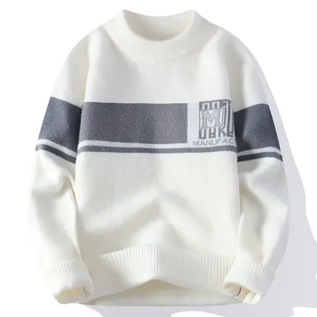 水貂绒毛衣男半高领秋冬季打底针织衫潮流加绒加厚保暖冬装上衣服图片