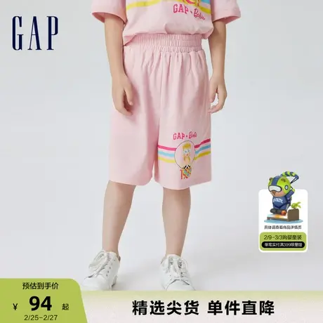 【芭比联名】Gap女童夏季新款纯棉短裤五分裤儿童装休闲裤810362商品大图