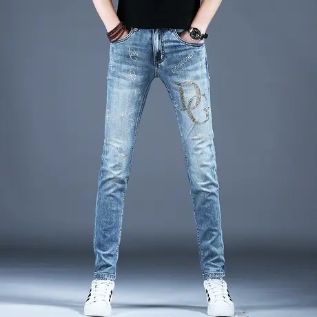 2024新款烫钻牛仔裤男款欧洲站高端春秋裤子潮牌男士弹力休闲男裤商品大图