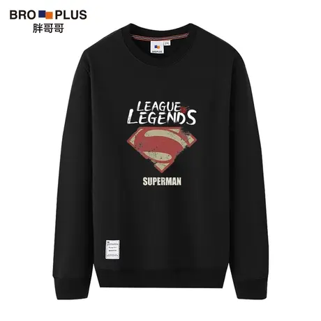 胖哥哥大码男装圆领卫衣加绒休闲套头加肥加大潮流胖子打底衣男秋图片