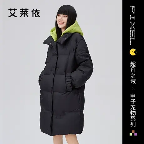 艾莱依2022炸街羽绒服女ins潮高级感中长款时尚休闲设计感外套冬商品大图