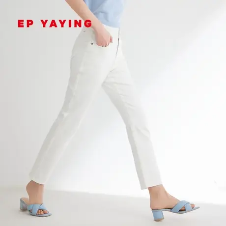 EP雅莹女装 白色牛仔裤 天丝棉舒适弹力烟管裤 2023新款J617A商品大图