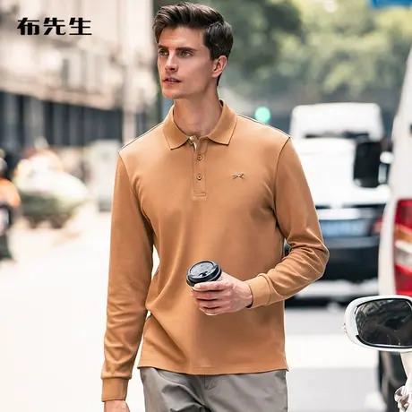 MrBu布先生翻领男款POLO衫 秋冬简约纯色棉质长袖T恤 BT11367商品大图