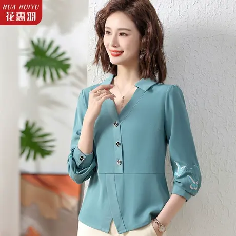 妈妈秋装时髦洋气打底小衫长袖t恤中年女装薄款时尚减龄收腰上衣图片