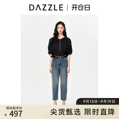 DAZZLE地素 奥莱法式简约小众设计半拉链高级感衬衫上衣女图片
