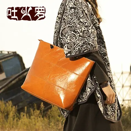 吐火罗女包2021新款复古时尚简约手提女包手工大容量休闲单肩包女图片