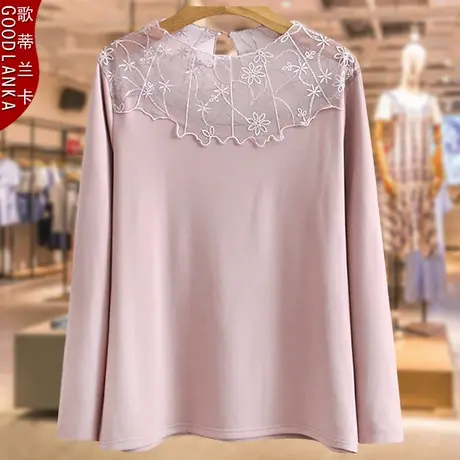 中老年打底衫女妈妈洋气时尚秋冬季新款2022加肥加大码女长袖上衣商品大图