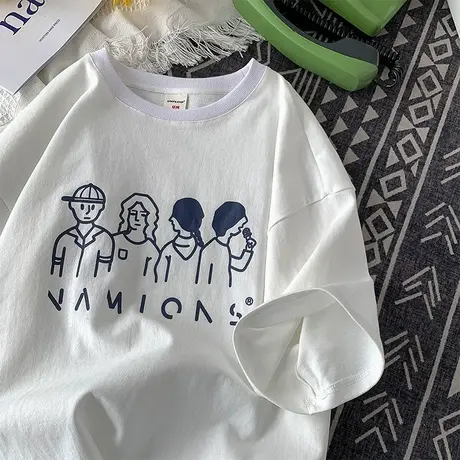 2021胖mm上衣chi大码女装潮ins炸街美式复古oversize夏季短袖t恤商品大图