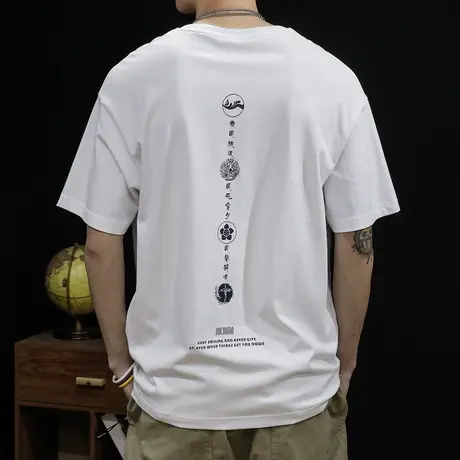 圆领短袖t恤男夏季宽松ins潮牌2023新款胖子加肥加大男士大码体恤商品大图