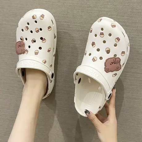 洞洞鞋女夏季2023年新款时尚外穿可爱小熊厚底防滑沙滩包头凉拖鞋商品大图