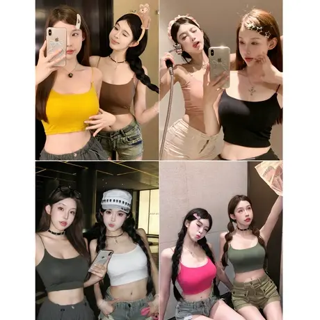 针织小吊带辣妹打底白色背心女夏季纯欲性感内搭美背外穿显瘦上衣商品大图