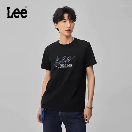 Lee商场同款24早春新品标准版圆领手写体Lee JEANS印花男短袖T恤图片