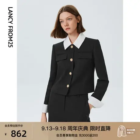 朗姿法式复古独特漂亮设计感气质别致高级感2023春秋季新款短外套图片