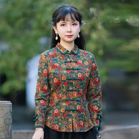 筠雅唐装女装中国风旗袍上衣2023年新款复古时尚中式茶服外套商品大图
