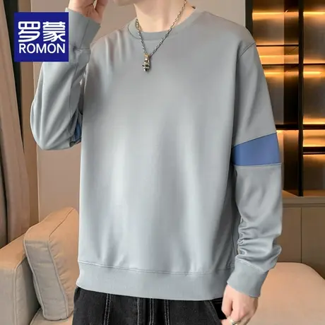 罗蒙卫衣男士春秋季2025新款潮流圆领长袖t恤男装休闲宽松上衣服图片