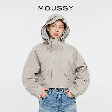 MOUSSY 新品时尚户外风抽绳连帽宽松短款夹克外套女028HSA30-0401商品大图
