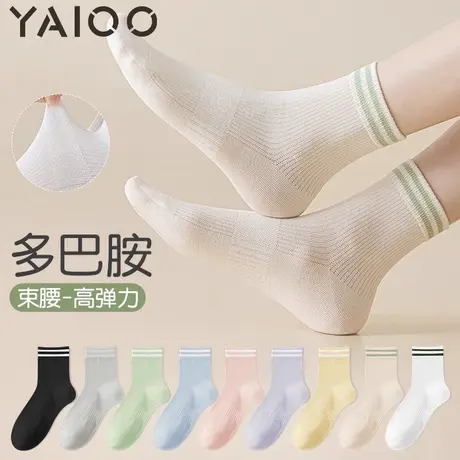 雅鹿棉袜子女夏季薄款中筒袜2025新款爆款抗菌防臭吸汗堆堆袜商品大图