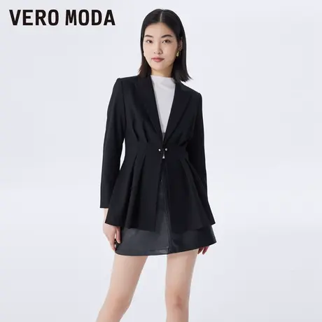 Vero Moda奥莱西装外套女春秋新款翻领长袖收腰褶皱通勤上衣百搭图片