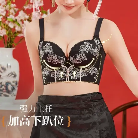Shaply/莎莲妮大胸显小内衣女大码薄款透气蕾丝防走光收副乳文胸商品大图