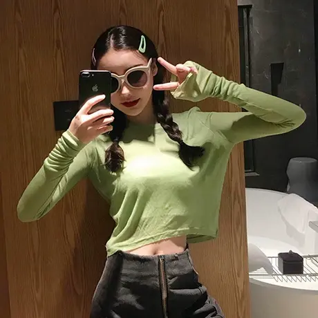 短款长袖上衣jazz跳舞服爵士舞蹈服女性感韩国女团同款嘻哈演出服商品大图