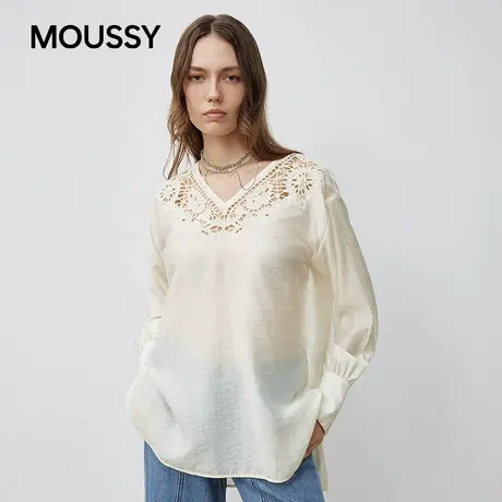 MOUSSY 2025秋季新品清新休闲花纹镂空宽松长袖衬衫028IAA30-1008图片