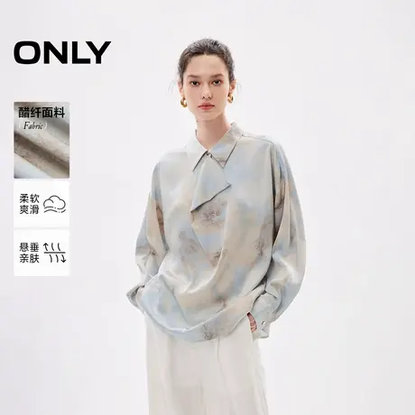 ONLY2024夏季新款通勤风随性垂感落肩袖长袖雪纺衫女|124251007商品大图