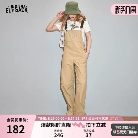 妖精的口袋美式复古直筒背带裤女2025春季新款显瘦休闲工装连体裤商品大图