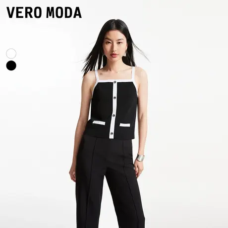 Vero Moda奥莱针织吊带背心女早秋新款撞色优雅气质无袖内搭毛衣图片