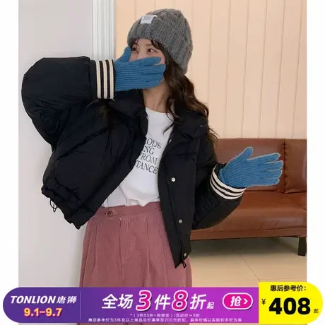 唐狮新款女短款黑色羽绒服女2024新款韩版时髦外套设计感面包服cq商品大图