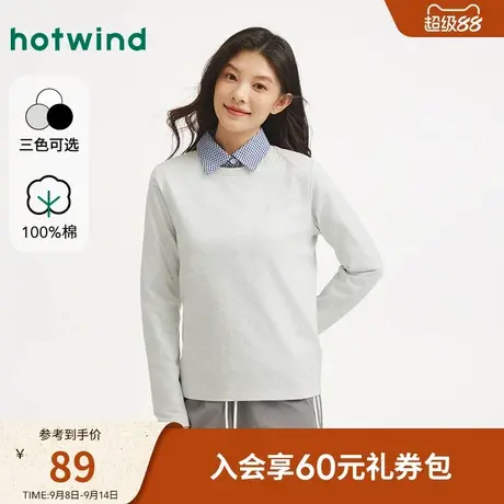 热风2025年秋季新款女士基础圆领长袖T商品大图