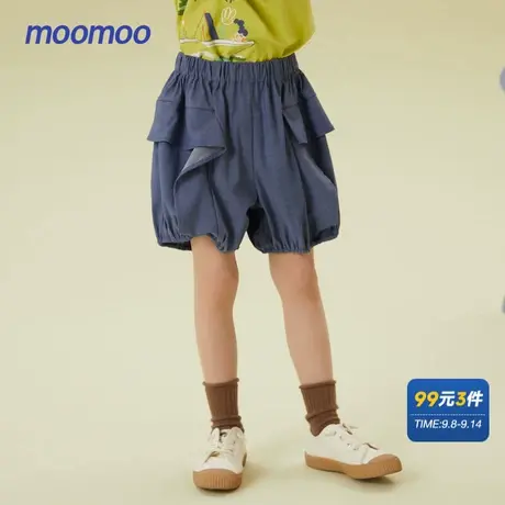 【设计师原创】moomoo童装女童休闲短裤夏新款弹力竹节灯笼裤五分商品大图