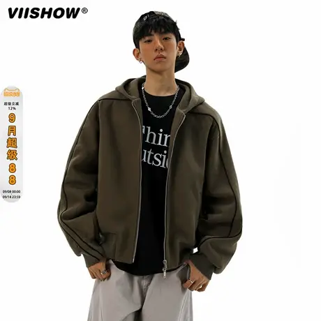 VIISHOW夹克简约外套2025新款秋季新款男士时尚百搭美式复古上衣商品大图