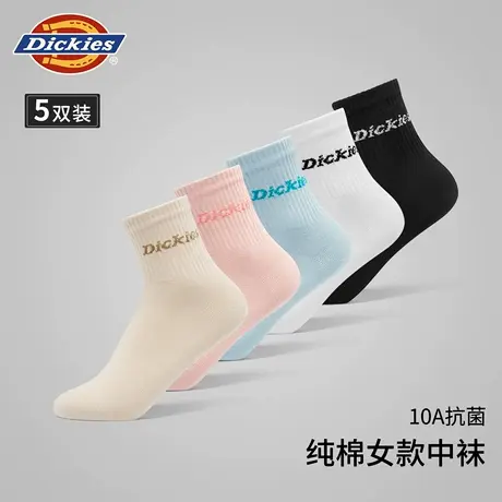 Dickies袜子夏薄款女款运动休闲纯棉短筒袜透气防臭抗起球中筒袜商品大图