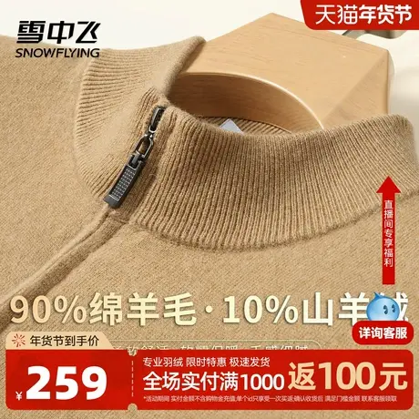 雪中飞【半拉链羊毛衫】10羊绒新品男装内搭可外穿针织打底衫W图片
