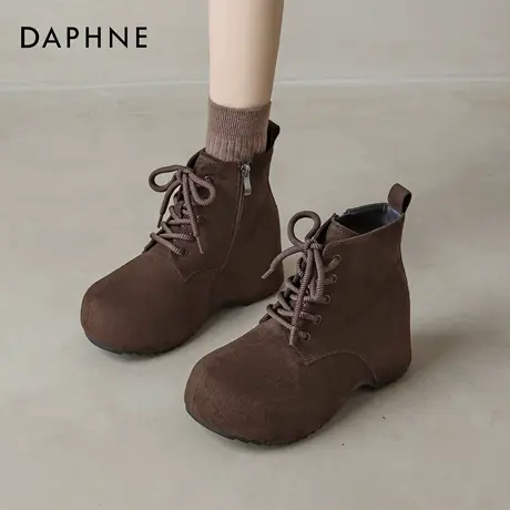 达芙妮马丁靴女款2025新款冬季加绒棉鞋短筒内增高东北雪地靴厚底图片