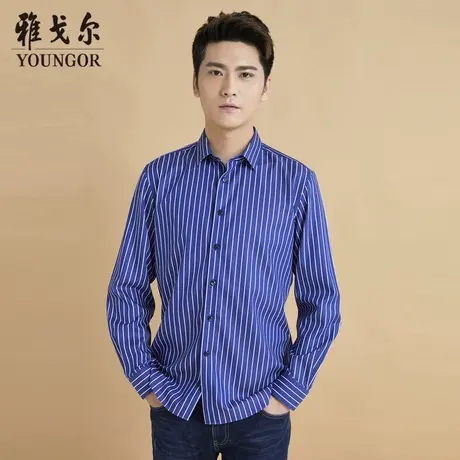 【商场同款】雅戈尔衬衫秋季商务休闲棉弹免烫条纹衬衣S1164商品大图