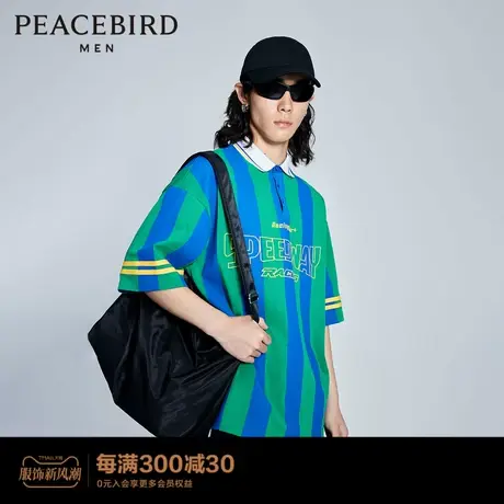 【赛车系列】太平鸟男装撞色条纹Polo衫宽松短袖上衣B2DBD2218图片