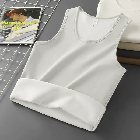 背心男士冬季内穿运动坎肩无袖t恤保暖加绒加厚打底马甲健身跨栏商品大图