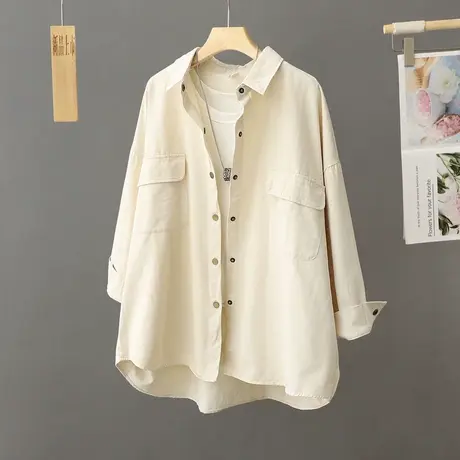 韩版宽松大码慵懒风衬衫外套女2023年春秋季新款爆款外穿衬衣开衫商品大图