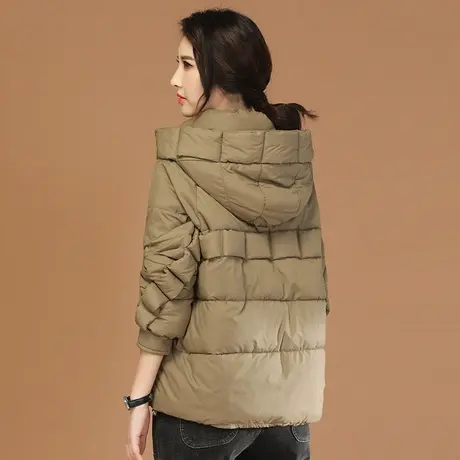 新品8.5折】设计感连帽保暖棉衣棉服女短款厚外套面包服图片