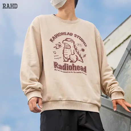 Radiohead圆领卫衣宽松男春季新款套头衫上衣内搭小恐龙图案小众图片